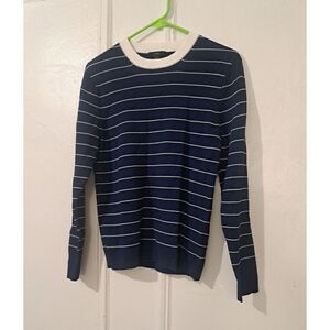 J crew Womens Large fitted Stretch Longsleeve Sweater Classic Blue Stripe
